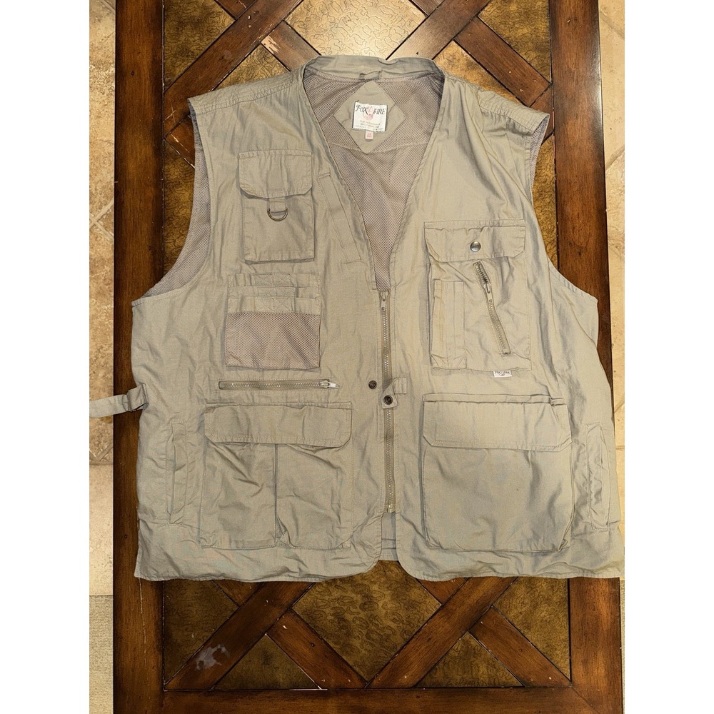 Vintage Foxfire Mens‎ 3XLB Khaki 100% Cotton Outdoors Safari Ultimate Vest